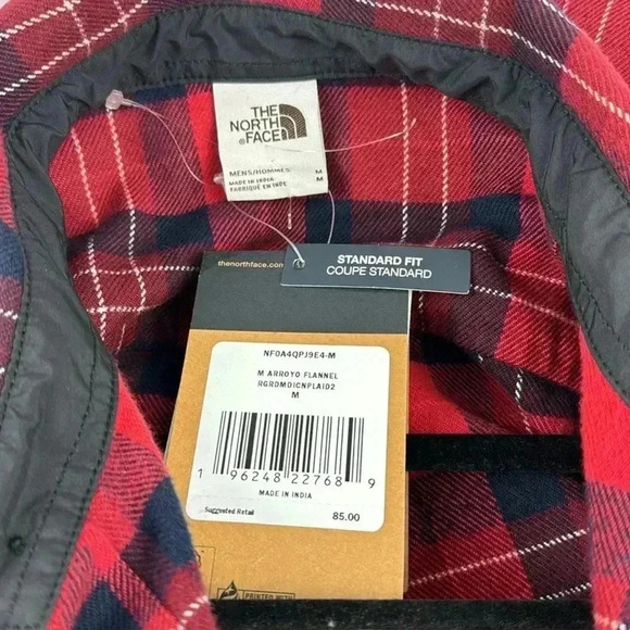 THE NORTH FACE SZ M RED PLAID NWT MENS LONG SLEEVE 100% COTTON SHIRT - Picture 6 of 7